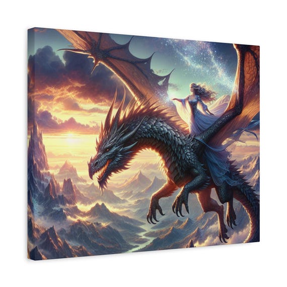 Fantasy Dragon Canvas Print: Magical Home Decor, 20"x16"