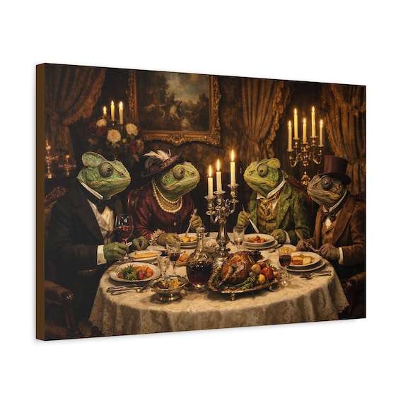Victorian Chameleon Dinner Party Matte Canvas Print | Ready to Hang Wall Art