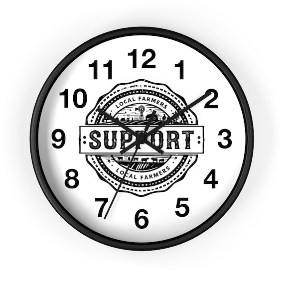 Support Local Farmers Wall Clock: Rustic Farmhouse Kitchen Decor