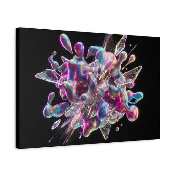 Iridescent Abstract Splash Canvas Print | Matte Stretched Wall Art