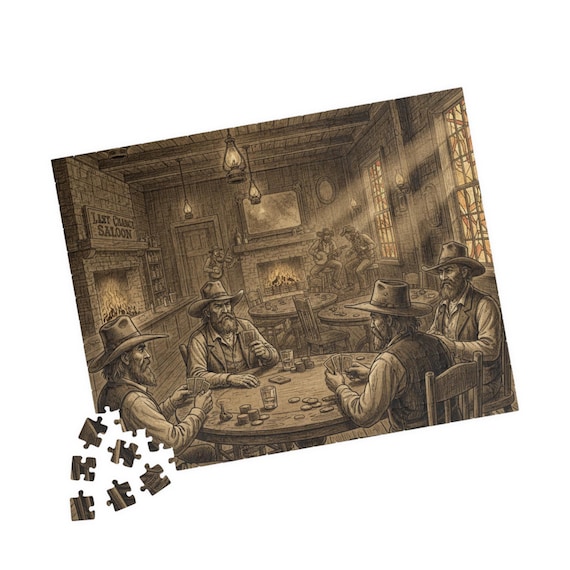 Old West Poker Saloon Scene Puzzle | Jigsaw Puzzle | 110 to 520 Pieces
