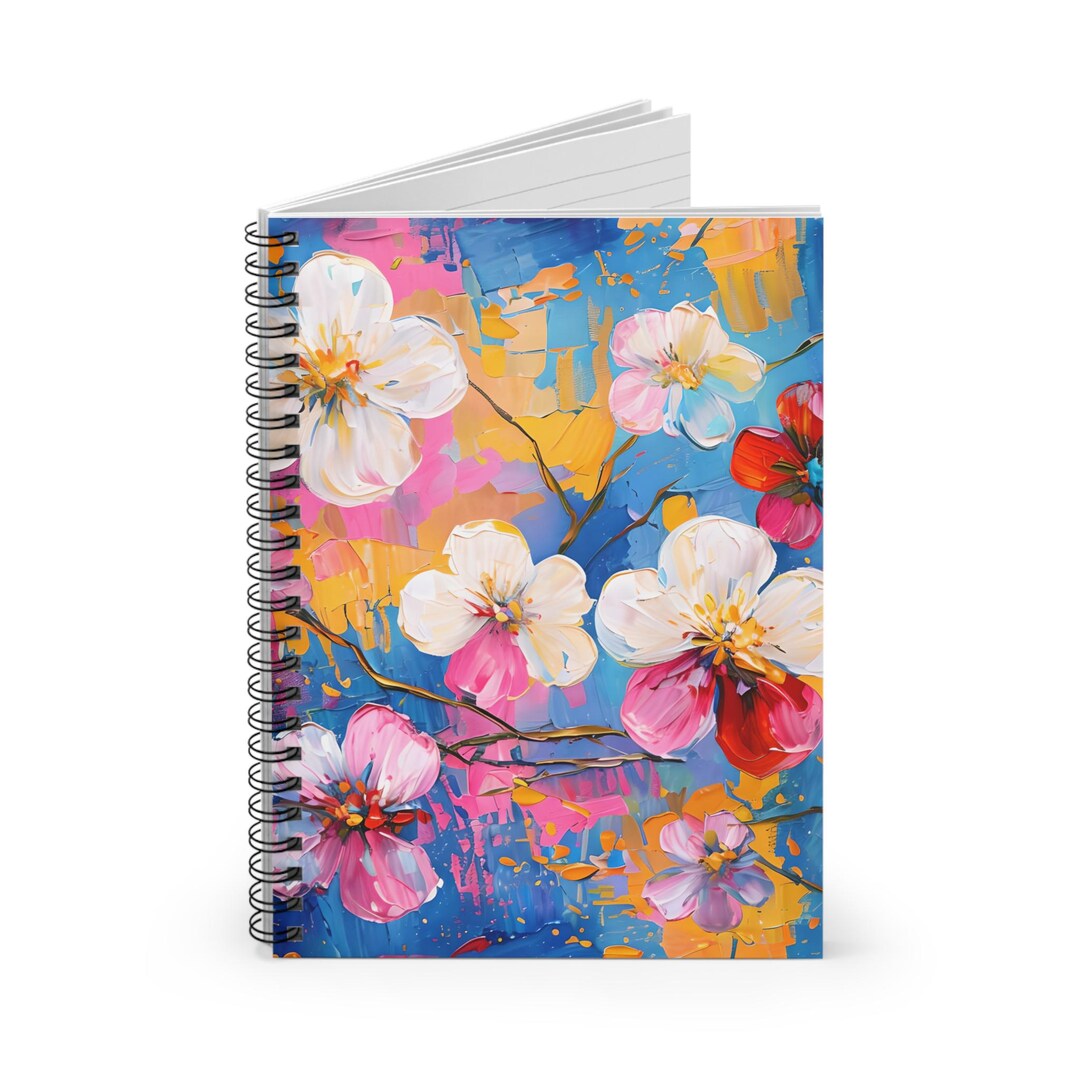 Vibrant Floral Painting Spiral Notebook | Ruled Lined Journal - Etsy