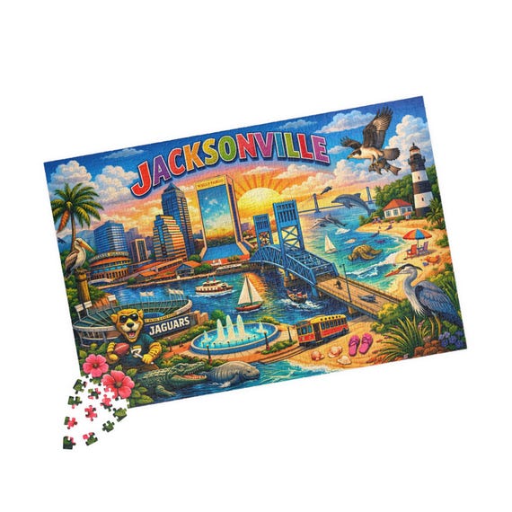 Jacksonville Skyline Collage Puzzle 1014 Piece | City Landmarks, Beach Scenes