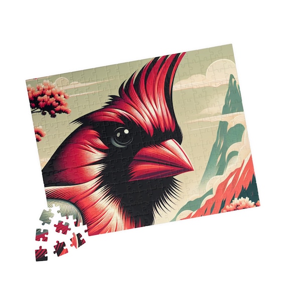 Artistic Cardinal Puzzle: Nature Lover's Jigsaw, Family Fun