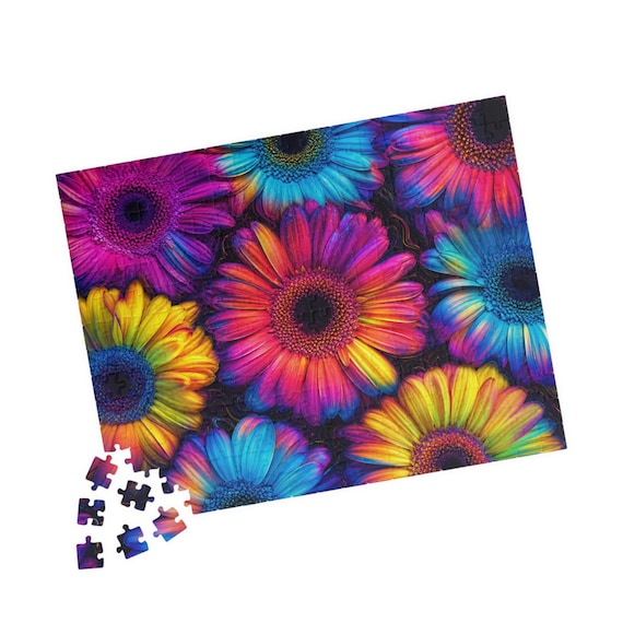 Rainbow Gerbera Daisy Puzzle – Vibrant Floral Artwork (110-1014 Pieces)