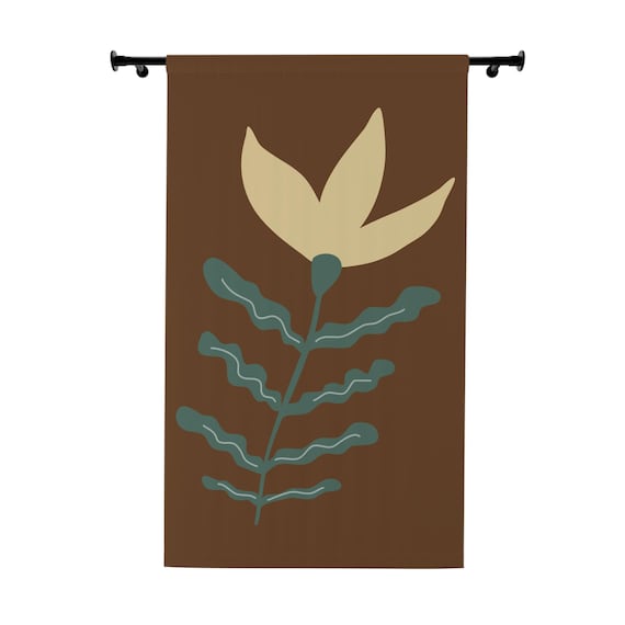 Boho Floral Window Curtains, Nature-Inspired Home Decor, Room Divider, Plant Print, Eco-Friendly Style, Living Room Accessories