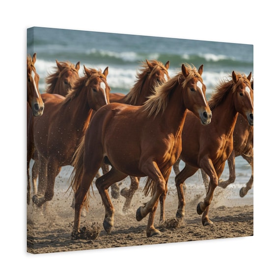 Galloping Horses Canvas Print: Equestrian Farmhouse Wall Art