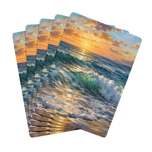 Ocean Sunset Poker Playing Cards 52-Deck with Clear Acrylic Box
