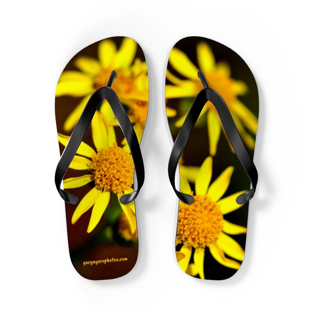 yellow flower flip flops
