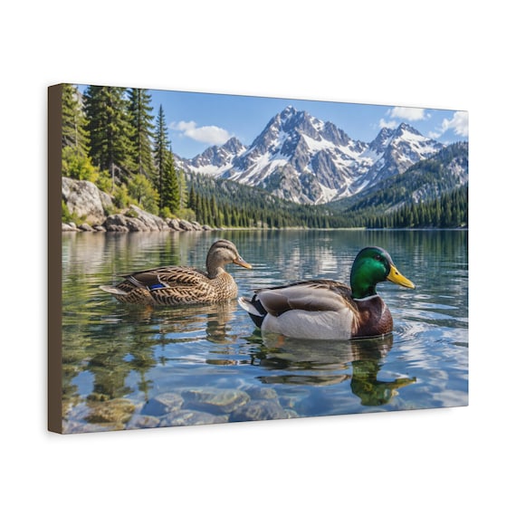 Wildlife Decor Mallard Ducks Lake Scene Canvas Print | Nature Wall Art | Ready to Hang