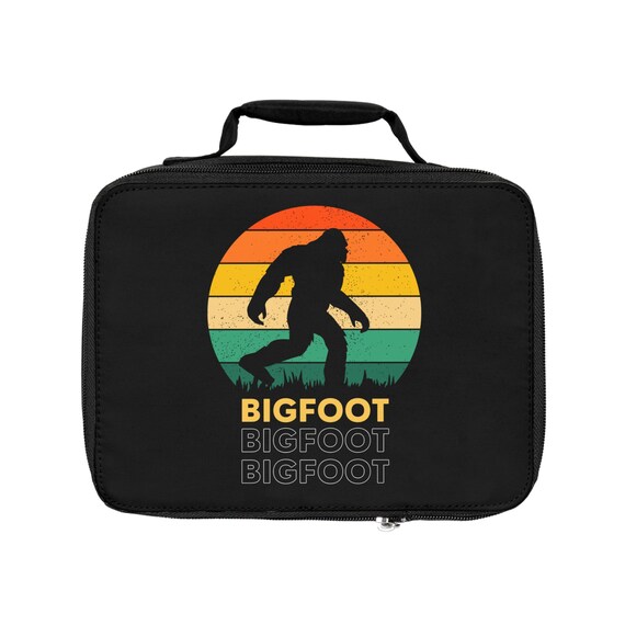 Unique Bigfoot Print Lunch Bag - Black Polyester Cooler for Adults and Kids