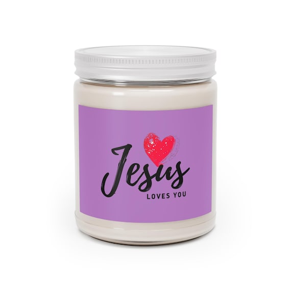 Jesus Loves You Soy Candle - Christian Faith Gift in White Lidded Jar