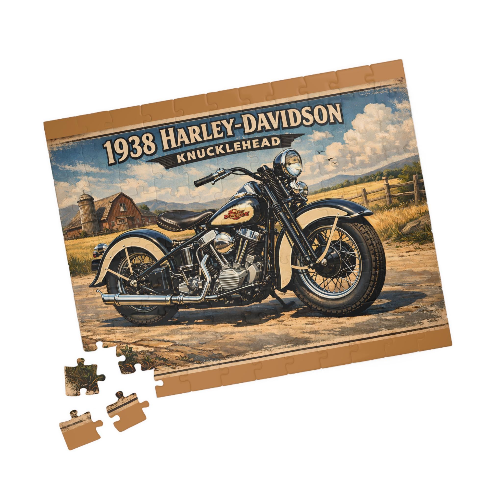 1938 Harley-davidson Knucklehead Motorcycle Puzzle | Vintage Bike