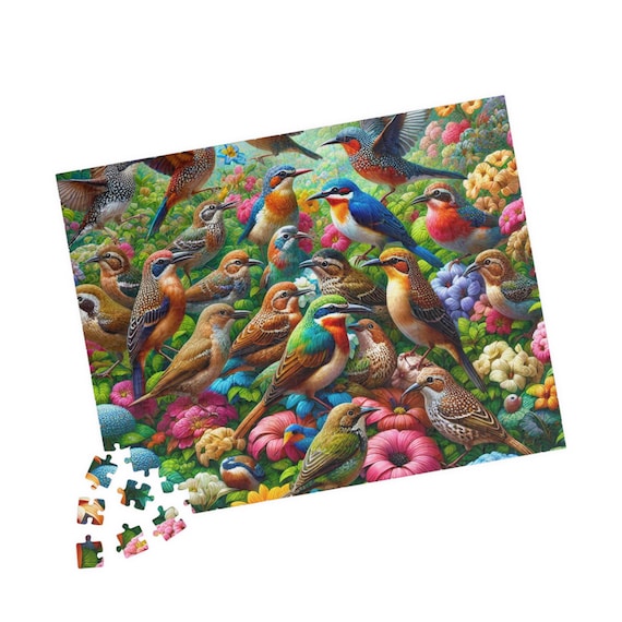 Colorful Bird Jigsaw Puzzle - Family Fun & Relaxing Nature Art, 110/252/520 Piece Options