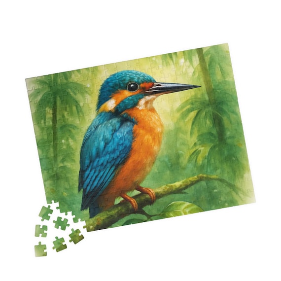 Kingfisher Bird Illustration Puzzle 252/520-piece | Nature Jigsaw
