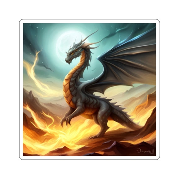 Flying Dragon Vinyl Decal: Fantasy Creature Sticker for Laptops, Cars & Home Decor (Multiple Sizes)