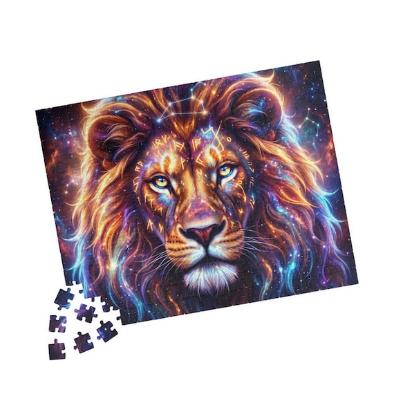Galactic Lion Jigsaw Puzzle – Vibrant Cosmic Wildlife Art (110/252/520 Pieces)