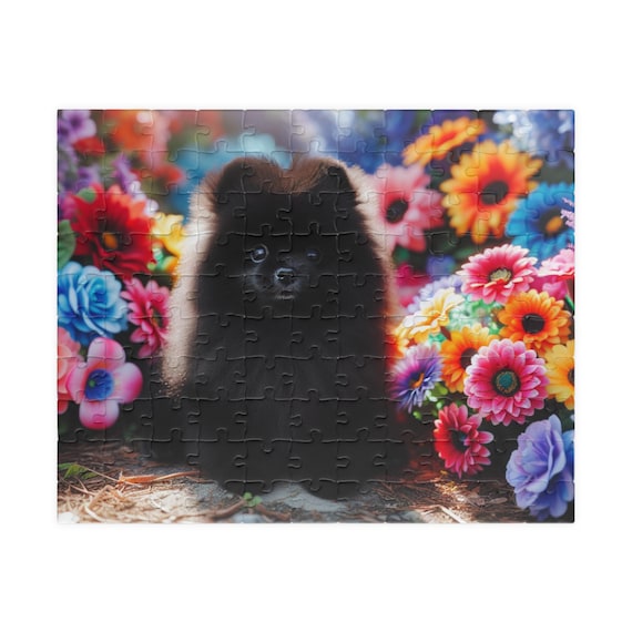 Adorable Dog Puzzle | 110, 252, 520 -piece | Flower Lover Gift, Pet Lover Decor, Family Activity, Kids Fun
