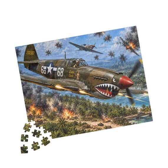 P-40 Warhawk Shark Mouth Airplane Puzzle, 110, 252, or 520 Chipboard Pieces