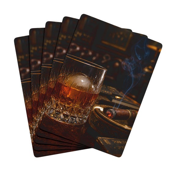 Vintage Whiskey & Cigar Poker Playing Cards | Ace of Spades Deck