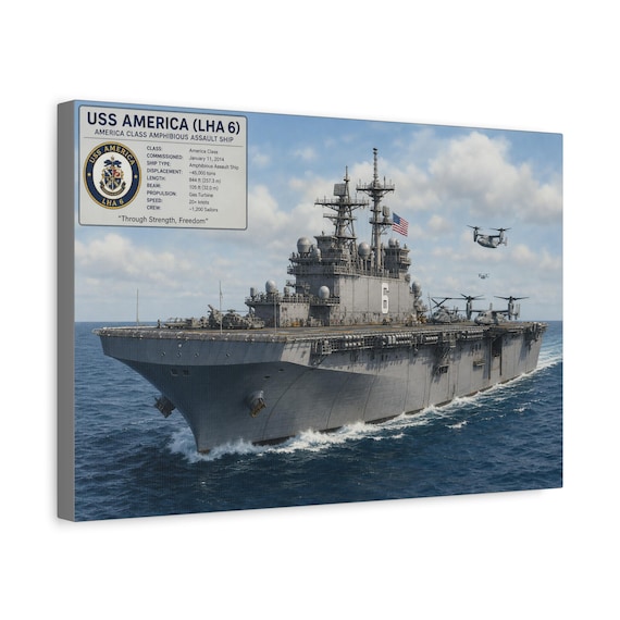 USS America LHA-6 Navy Amphibious Assault Ship Matte Canvas Print – Military History Gift