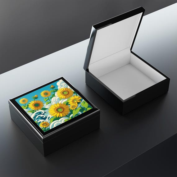 Sunflower Jewelry Box, Vibrant Floral Keepsake, Gift for Her, Nature-Inspired Storage, Great for Birthdays, Mother's Day