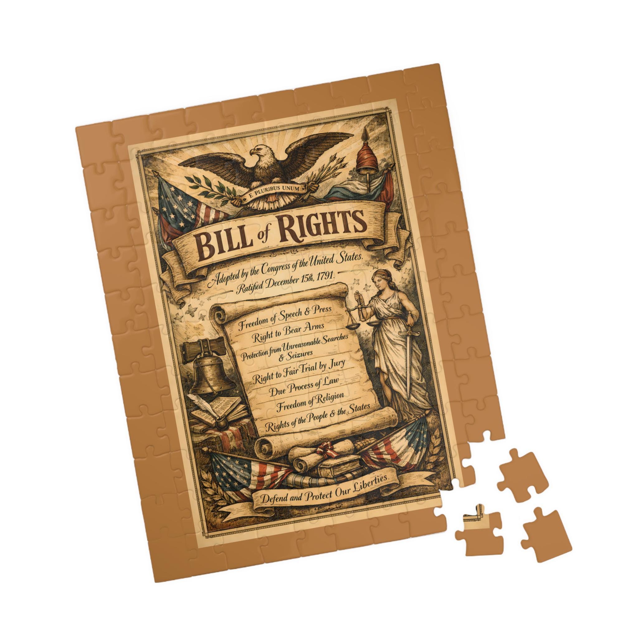 Bill of Rights Vintage Document Puzzle | Patriotic Jigsaw | 110 Bill of Rights Vintage Document Puzzle | Patriotic Jigsaw | 110