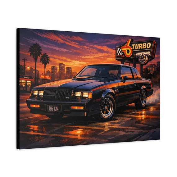 Vintage Turbo Buick Grand National artwork Canvas | Matte Stretched 1.25"