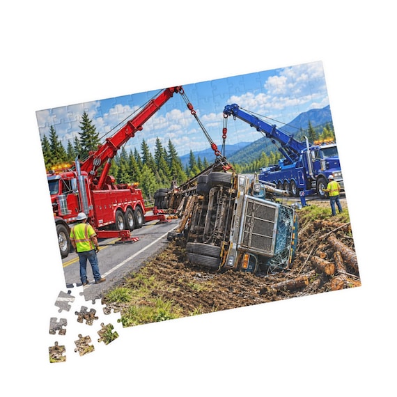 Tow Truck Recovery Scene Puzzle 110/252/520-piece