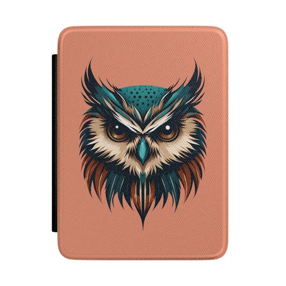 Colorful Owl Illustration Kindle Case | Feathered Night Bird Cover