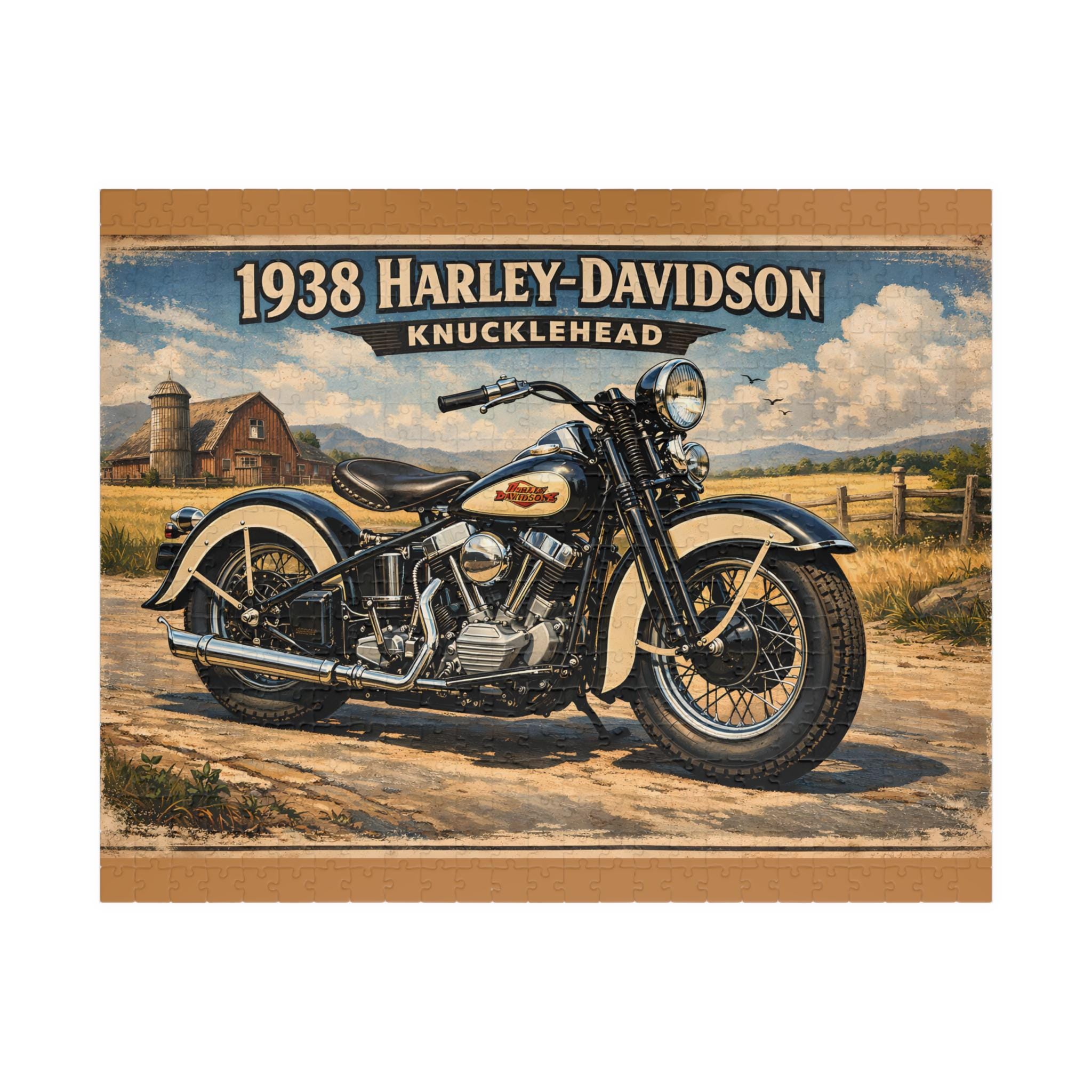 1938 Harley-davidson Knucklehead Motorcycle Puzzle | Vintage Bike