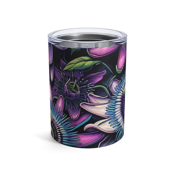 Vibrant Floral Tumbler | 10oz Travel Mug for Coffee, Tea, or Smoothies, Gifts for Garden Lovers, Summer BBQ, Bohemian Decor, Eco-Friendly