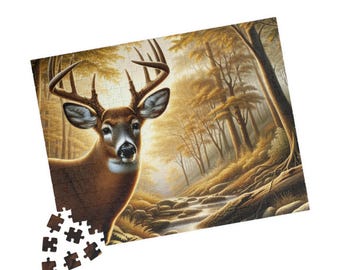 Deer in Forest-puzzel: natuurkunst, cadeau voor natuurliefhebber