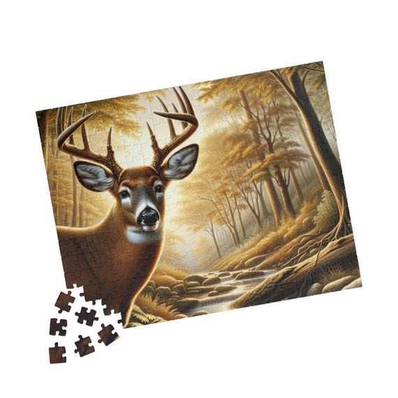 Deer in Forest Puzzle: Wildlife Art, Nature Lover Gift