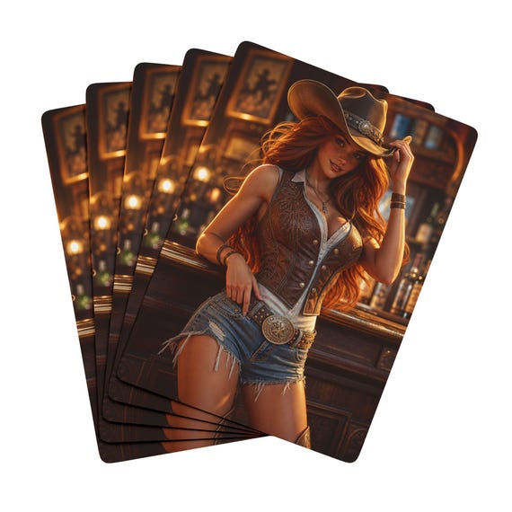Cowgirl Western Poker Cards – Ace of Spades Deck Design (300 gsm Cardstock)