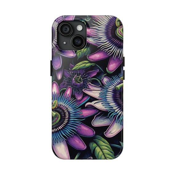 Vibrant Purple Passion Flower Phone Case for iPhone & Samsung - Elegant Floral Protective Cover