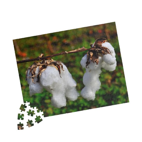 Cotton Blossom Jigsaw Puzzle – Botanical Nature Photography, Farmhouse Floral Art (110/252/520 Pieces)