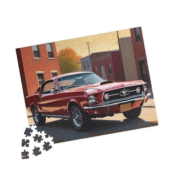 Vintage Red 1968 Mustang Puzzle | Classic Car Jigsaw, 110-520 Piece Options