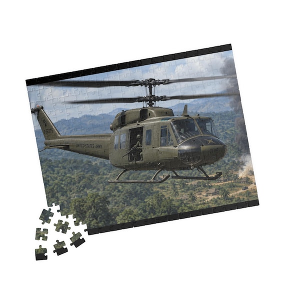 UH-1 Huey Military Helicopter Jigsaw Puzzle - Aviation Gift for Veterans, Pilots & War History Enthusiasts