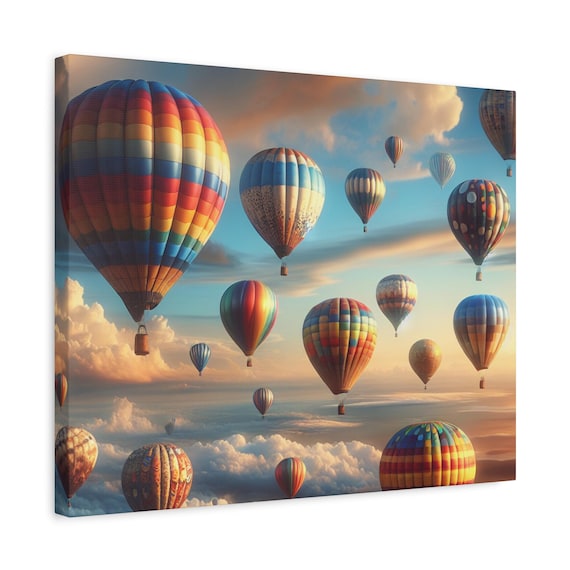 Vibrant Hot Air Balloon Canvas Print: Whimsical Travel Wall Art