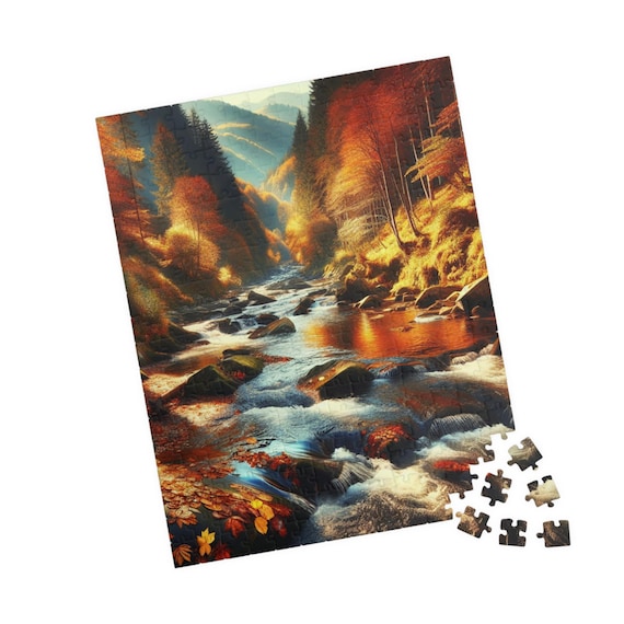 Autumn River Jigsaw Puzzle: Scenic Nature Lover Gift (110-520 Pieces)