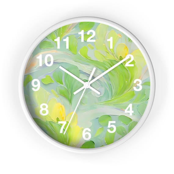 Abstract Floral Wall Clock: Modern Art Home Decor, 10" Square