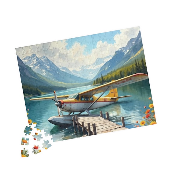 Seaplane at Mountain Lake Jigsaw Puzzle | 110-520 Pieces | Relaxation Hobby