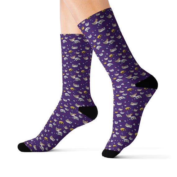 Whimsical Cat Patterned Socks | Cozy Animal Lover Gift | Quirky Footwear for Everyday Comfort