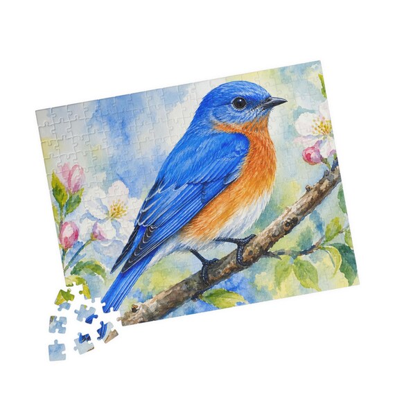 Bluebird Illustration Jigsaw Puzzle 110-520 Pieces | Wildlife Art