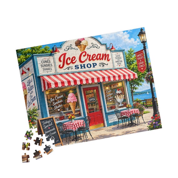 Vintage Ice Cream Shop Puzzle 110/252/520 Piece | Seaside Parlor