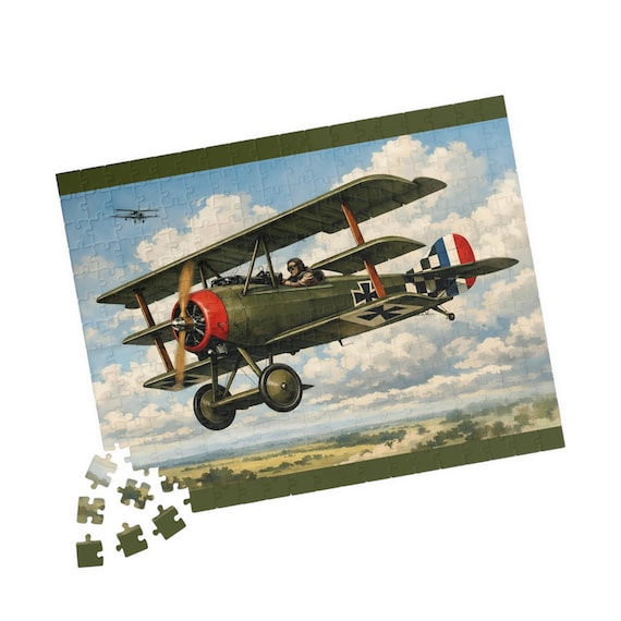 Vintage WWI Biplane Puzzle - Albatros D.V Aviation Jigsaw for History Enthusiasts Gift