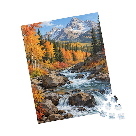Autumn Mountain River Landscape Jigsaw Puzzle
