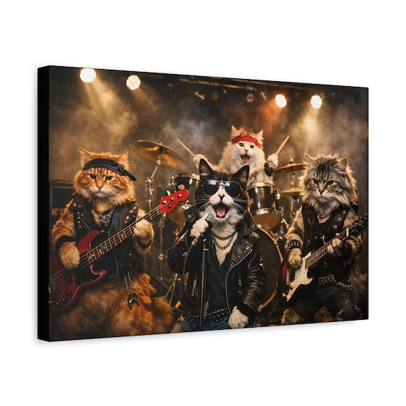 Rock Band Cats Matte Canvas | Stretched Wall Art, Cat Lover Gift