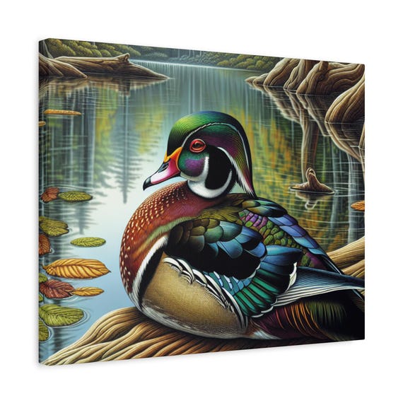 Wood Duck Canvas Print: Colorful Nature Wall Art, 20"x16"